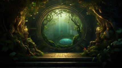 Fantasy forest portal. Copy space. - obrazy, fototapety, plakaty