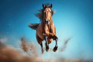 Fototapeta premium Happy horse jumping and having fun.