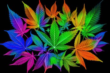 Fototapeta na wymiar Colorful Marijuana Leaves