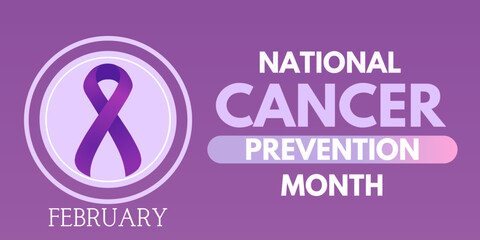 Cancer Prevention Month, cancer awareness ribbon with typography Design