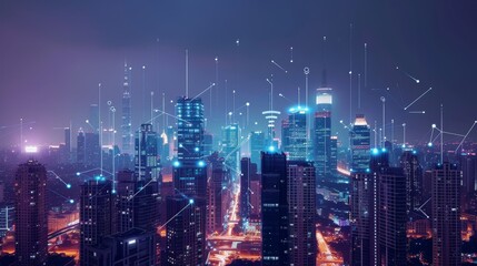 Fototapeta premium City of Tomorrow: Wireless Signs Shaping the Urban Landscape