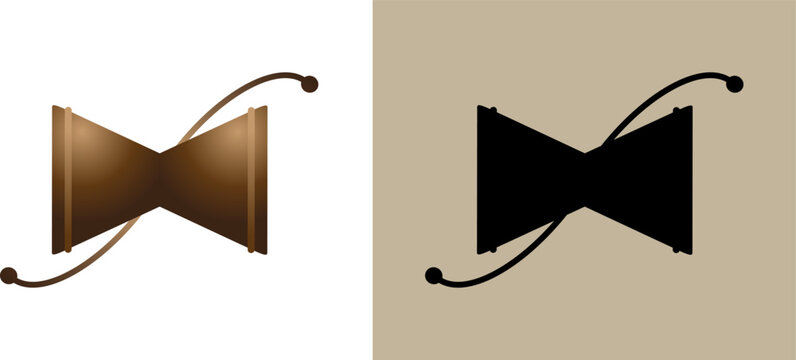 drum damaru shiva instrument silhouette vector