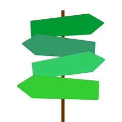 blank green signpost isolated on white vector illustration