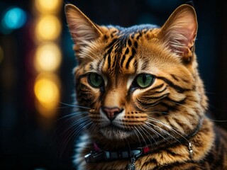 Obraz premium Neon cat Generative AI