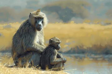 Obraz na płótnie Canvas monkey is sitting in the forest