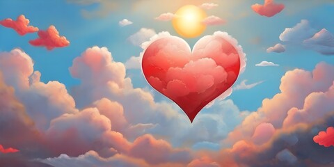 heart shaped balloon in sky Pink heart balloons in the sky. Valentine's day background. Love concept. Romantic banner, copy space 
