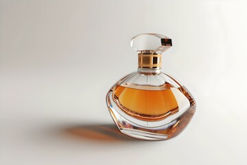 Elegant perfume bottle on a seamless white background. luxurious fragrance product. perfect for fashion and lifestyle use. AI