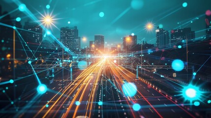 Obraz premium Digital Frontier: Wireless Connectivity Among Sign Networks