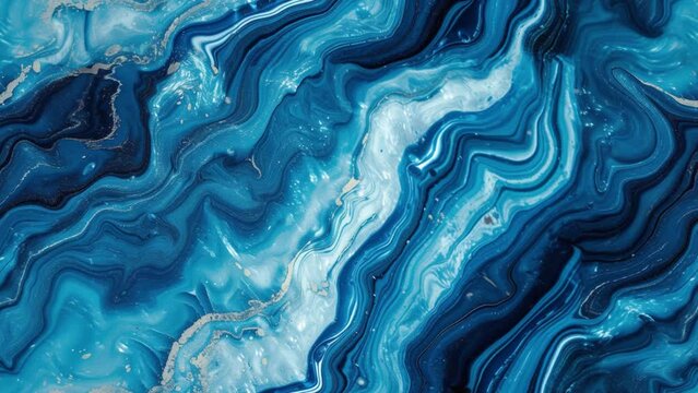 Liquid Marble, luxury colours PANTONE strong blue, seamless looping motion