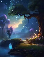 landscape with moon, Generative AI