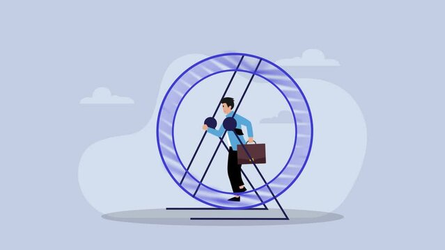 Businessman person running and getting nowhere