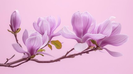 purple magnolia flowers Magnolia Felix isolated on pink background