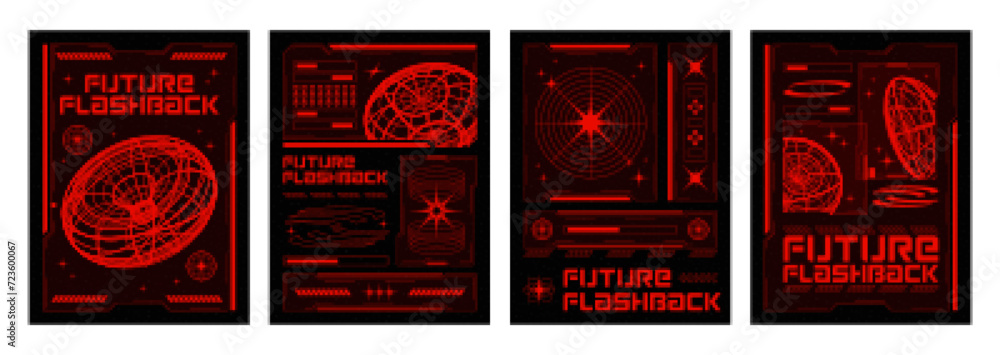 Aufkleber poster design in y2k aesthetic with red wireframe abstract geometric blend 3d shape and typography o