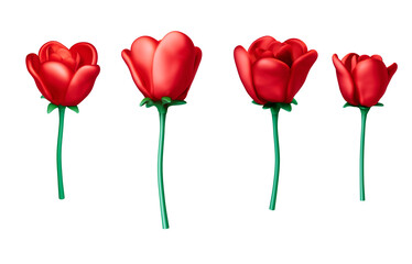 3d Red Rose Flower.3d illustration.,Red rose flower plastic 3d bouquet symbolism love romantic icon.