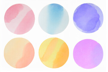 Watercolor illustration with spots in warm colors. Hand drawn clipart. Isolaten set on white background.