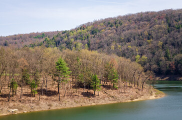 Tionesta Lake in the rugged hills of northwestern Pennsylvania