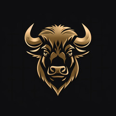 Fototapeta premium Bison Minimal Line Art Logo on a Black Background