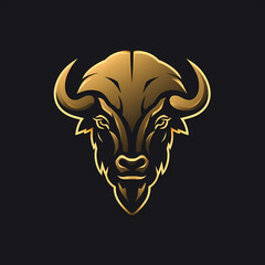 Fototapeta premium Bison Minimal Line Art Logo on a Black Background