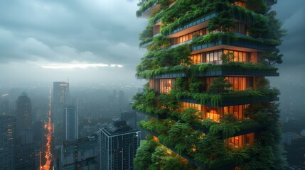 Obraz premium Sustainable Skyscraper: Urban Retreat
