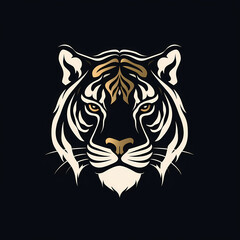 Clouded Leopard Minimal Line Art Logo on a Black Background
