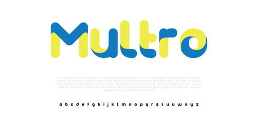 Muttro sport future curve, wave modern alphabet fonts. technology typography urban font and number uppercase. vector illustration	 - obrazy, fototapety, plakaty