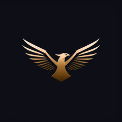 Fototapeta premium Eagle Minimal Line Art Logo on a Black Background