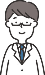 ほほえむ白衣を着た男性のイラスト