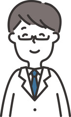 にこやかな白衣を着た男性のイラスト