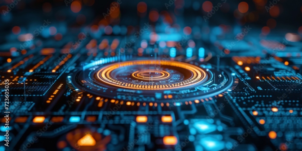 Poster abstract illustration of hi-tech, data analytics and artificial intelligence concept