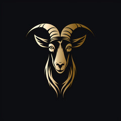 Goat Minimal Line Art Logo on a Black Background