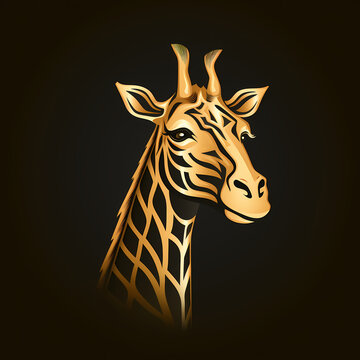 Giraffe Minimal Line Art Logo on a Black Background