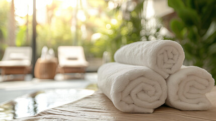 Fototapeta na wymiar Turquoise spa towels