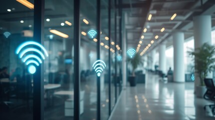 Fototapeta premium Tech-Enabled Workplace: Wireless Network Infrastructure