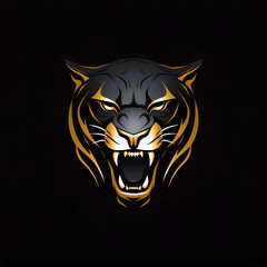 Panther Minimal Line Art Logo on a Black Background