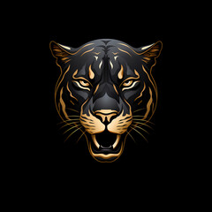 Panther Minimal Line Art Logo on a Black Background