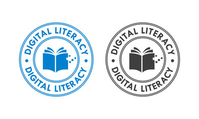 Digital literacy badge design template illustration