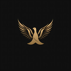 Obraz premium Pigeon Minimal Line Art Logo on a Black Background