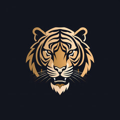 Tiger Minimal Line Art Logo on a Black Background