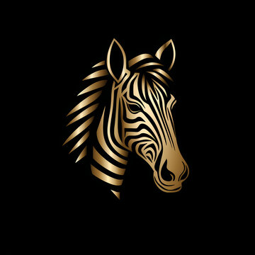 Zebra Minimal Line Art Logo on a Black Background