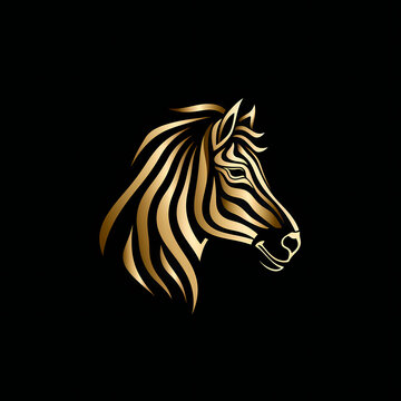 Zebra Minimal Line Art Logo on a Black Background