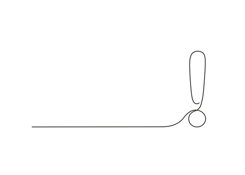 recommend clip art: Exclamation mark, one line continuous drawing. Simple minimalism design style, linear background with exclamation sign. Warning, attention, danger, risk image message. Vector outline
