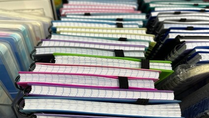 Various notebooks and notebooks close-up