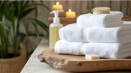 Fototapeta na wymiar white spa towels