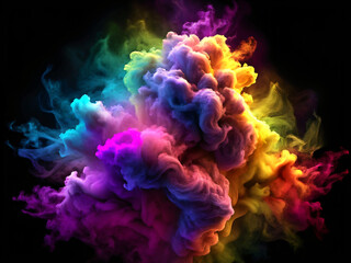 abstract colorful smoke on black screen