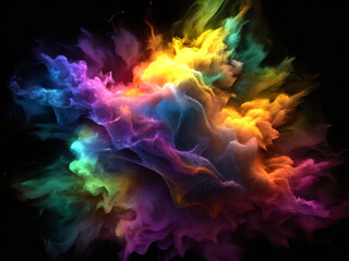 abstract colorful smoke on black screen