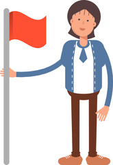 Businesswoman Character Holding Flag
