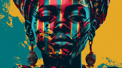 A vibrant and contemporary African-style pop art poster, exuding modern minimalism with bold lines, captivating colors, and a touch of abstract expression. Perfect for adding a unique and tr