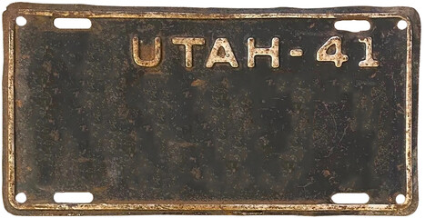 black plate vintage old antique UTAH 1941