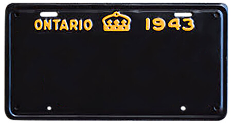 sign vintage plate lisence old ontario 1943