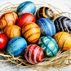 Fototapeta na wymiar painted colored easter eggs